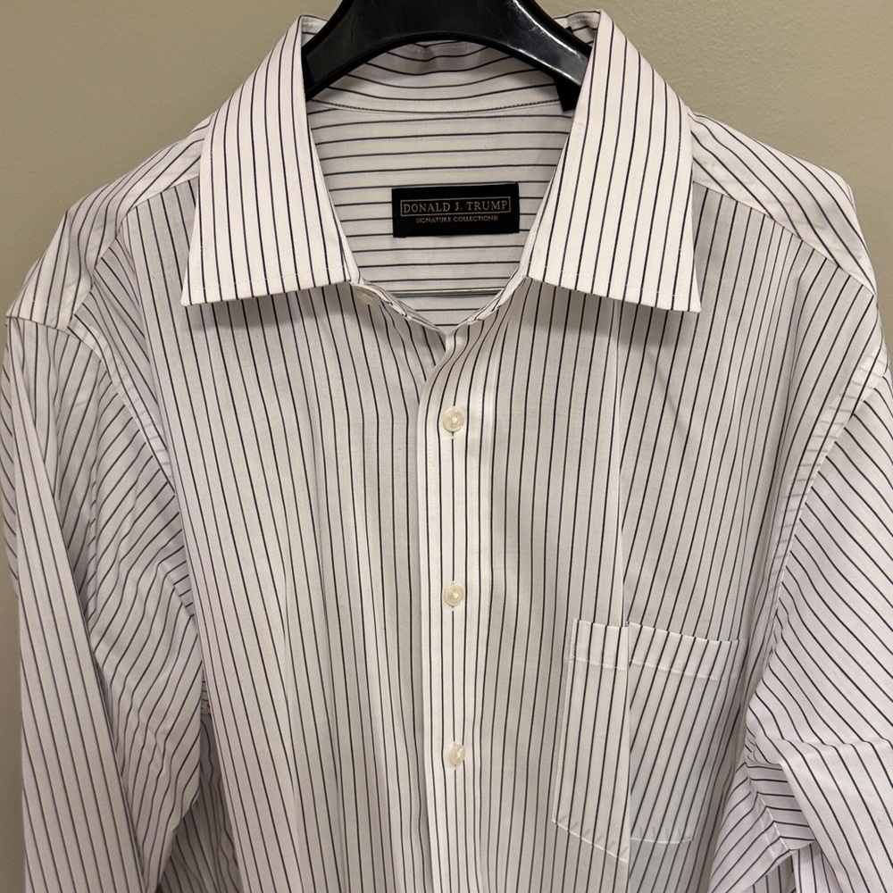Trump Sig Collection White with Black Stripes Men's Shirt